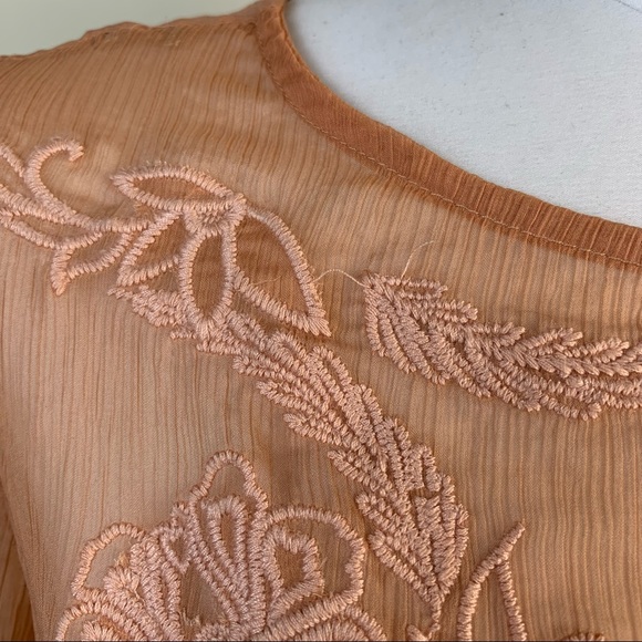 TJD Embroidered Floral Semi Sheer Bell Sleeve Dress - Picture 9 of 14